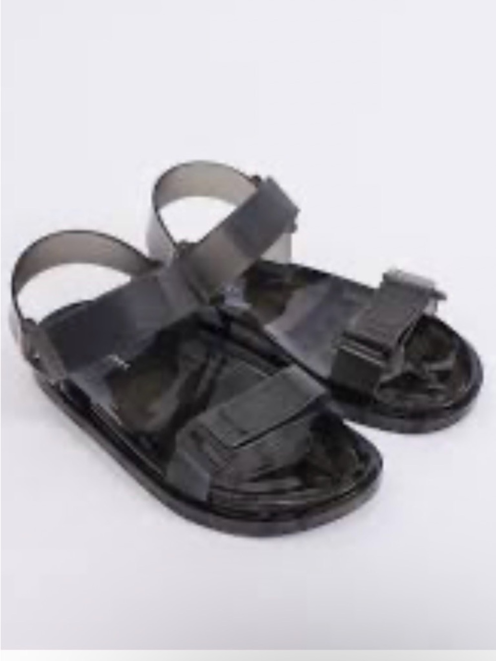 Fashion Nova Black Jelly Adjustable-Strap Sandals